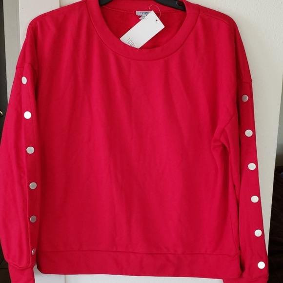 Tobi Red Sweater With Buttons Sleeves - Picture 1 of 4